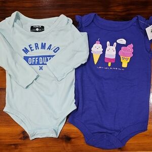 Hurley Kids Aqua and Purple Bodysuit Set